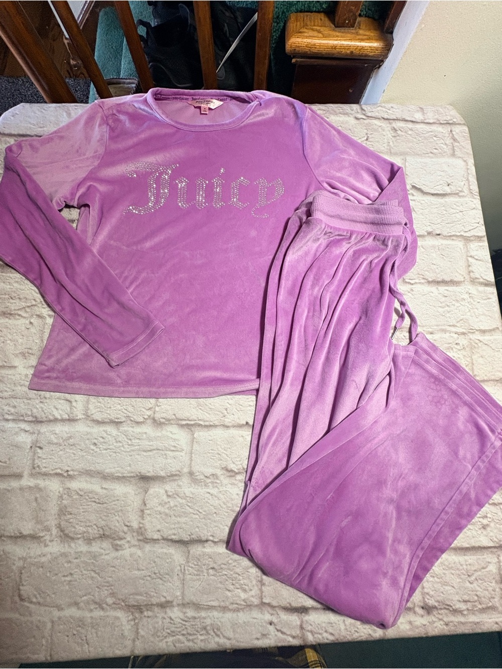 Juicy Couture Purple Velour Pajama Set with Rhinestone Logo